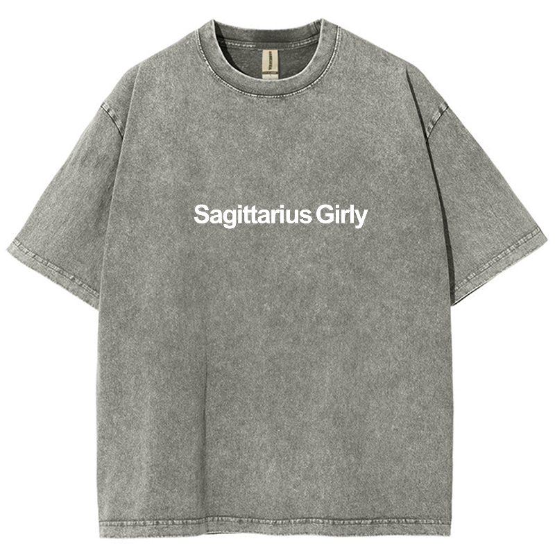 Sagittarius Girly Unisex Fit Washed Oversized T-Shirt-moweekender