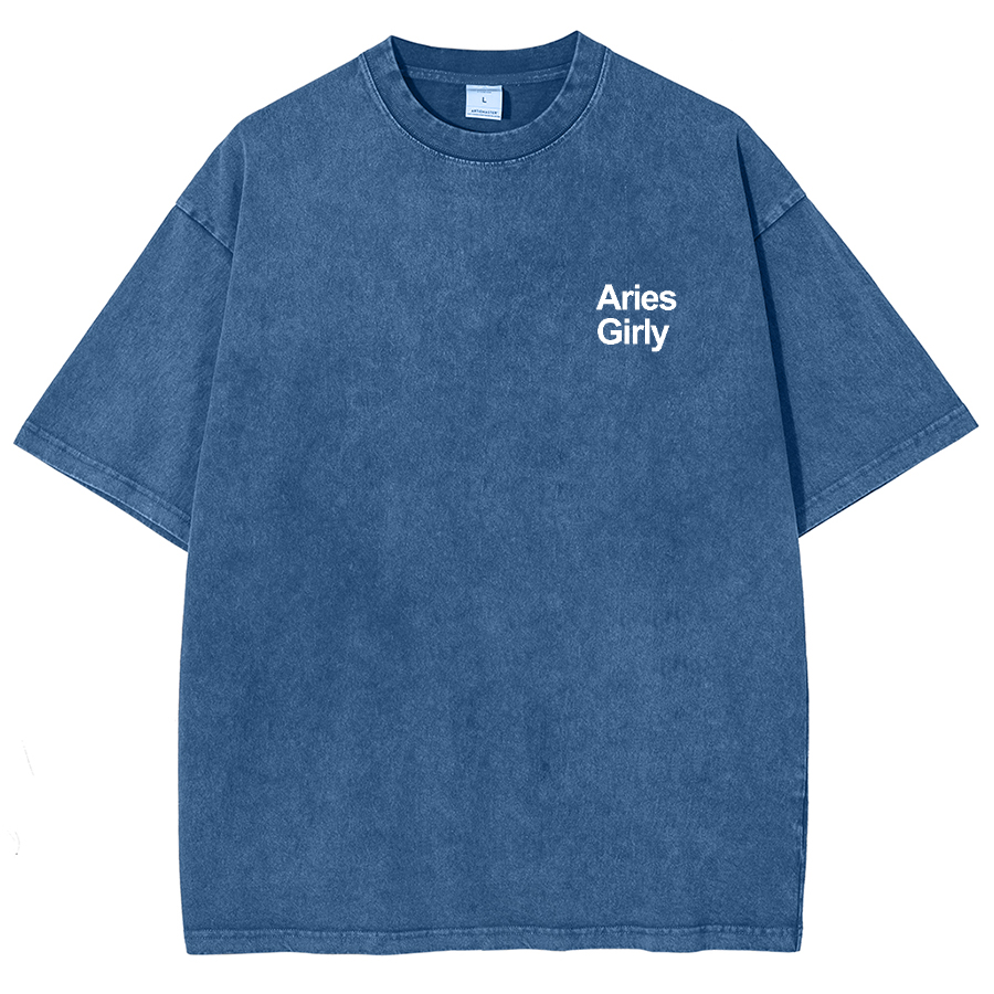 Aries Girly Unisex Fit Washed Oversized T-Shirt-moweekender