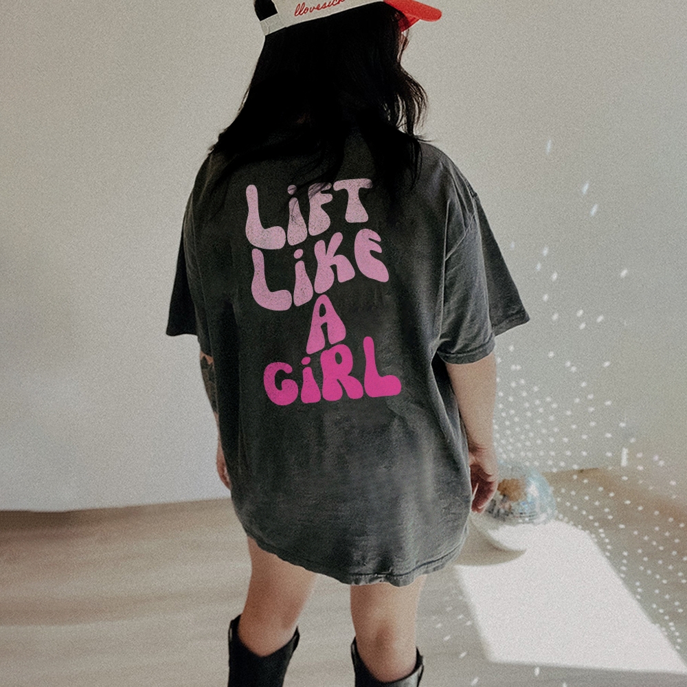 Lift Like a Girl Vintage Snowflake Washed T-Shirt-moweekender