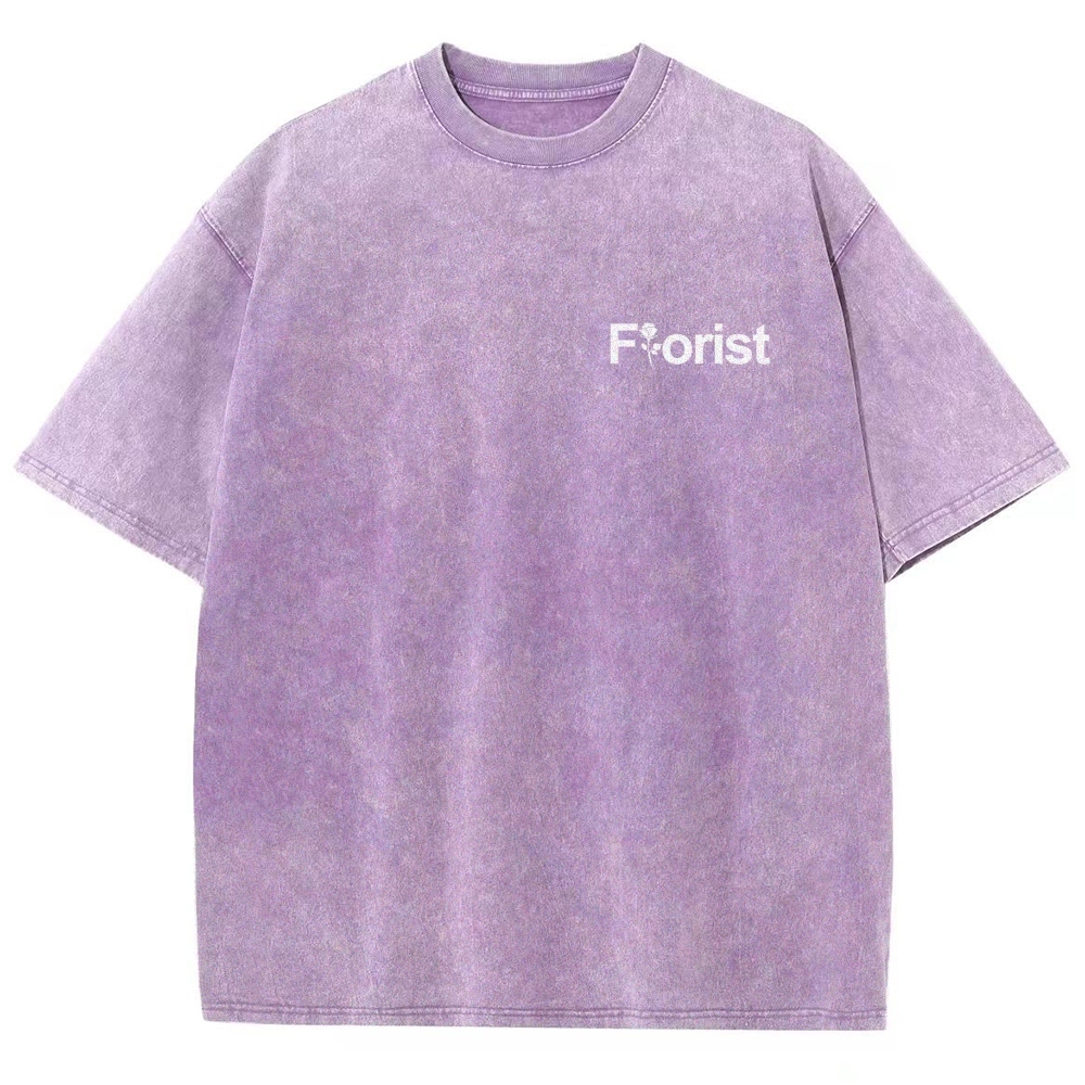Florist Pattern Washed Vintage Short Sleeves T-Shirt-moweekender