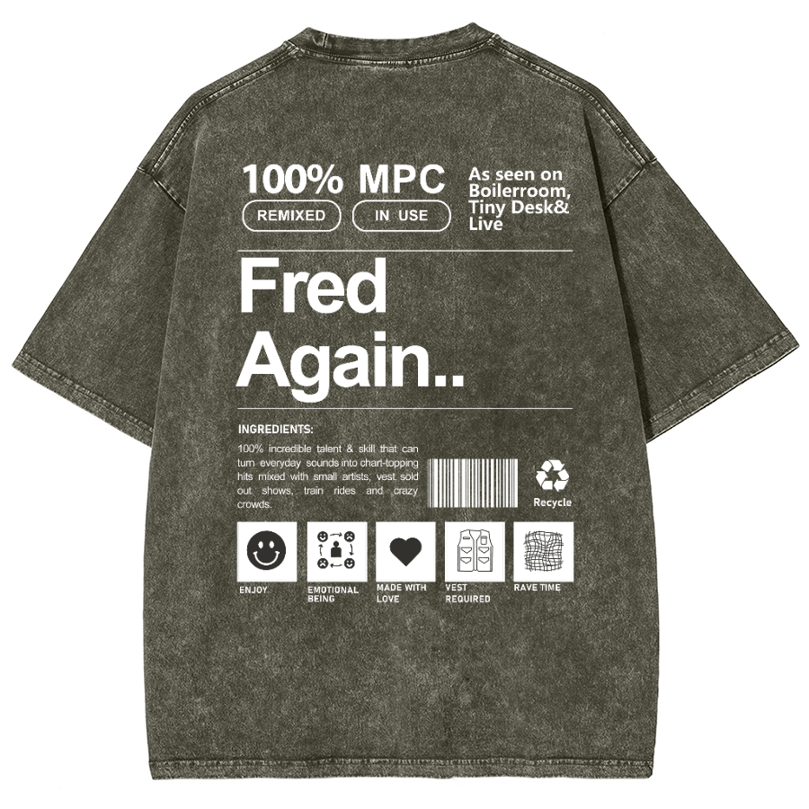 Fred Again Unisex Fit Washed Oversized T-Shirt-moweekender