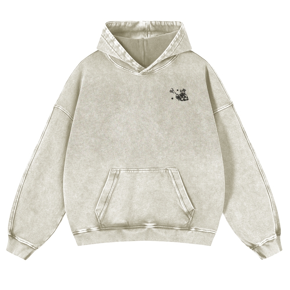 Lacrosse Player Printed Vintage Washed Hoodie-moweekender