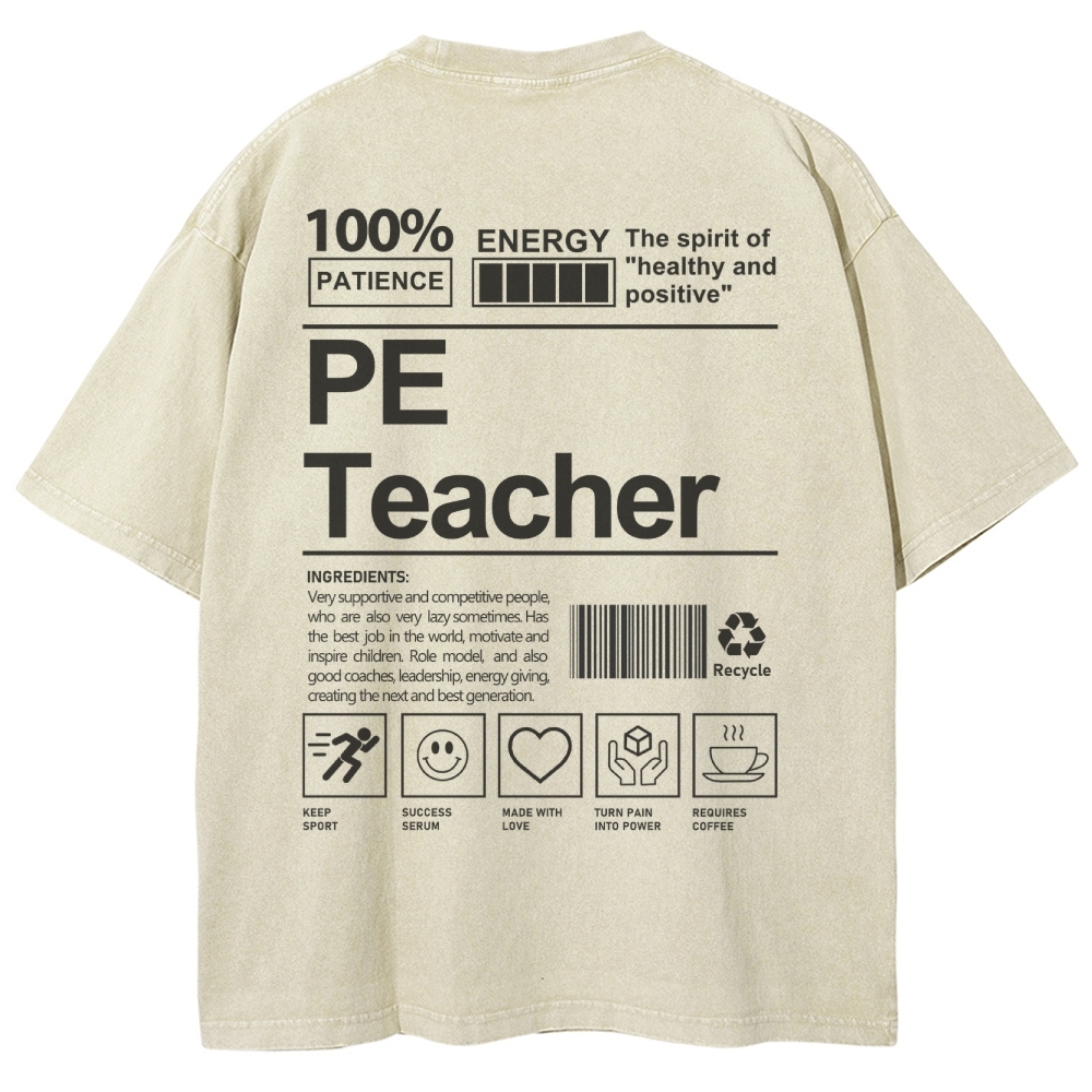 PE Teacher Unisex Fit Washed T-Shirt-moweekender