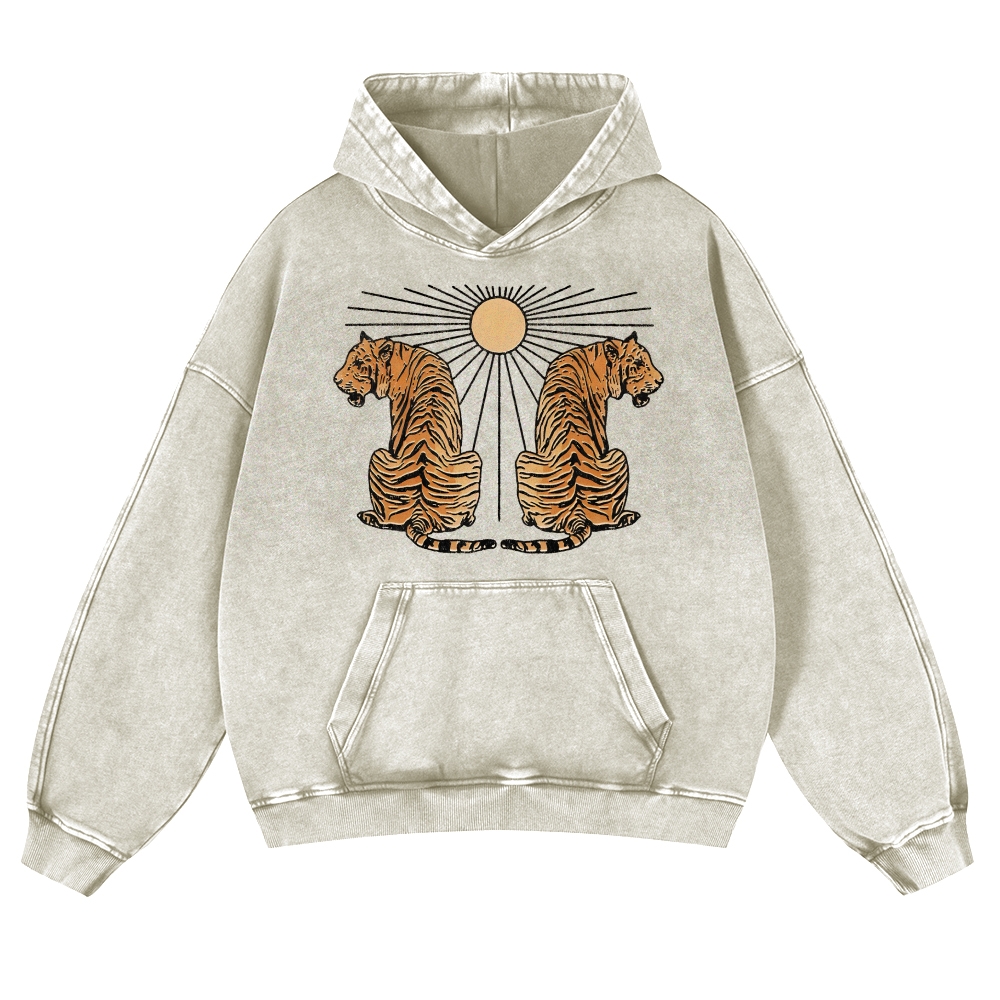 Sun And Tiger Casual Vintage Washed Hoodie-moweekender
