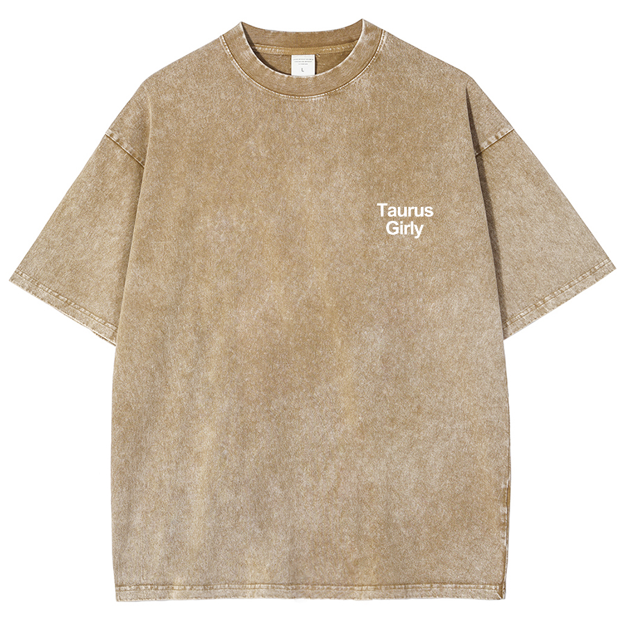 Taurus Girly Unisex Fit Washed T-Shirt-moweekender