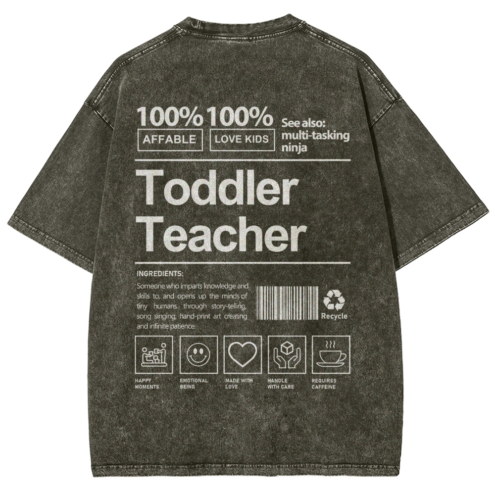 Toddler Teacher Unisex Fit Washed T-Shirt-moweekender