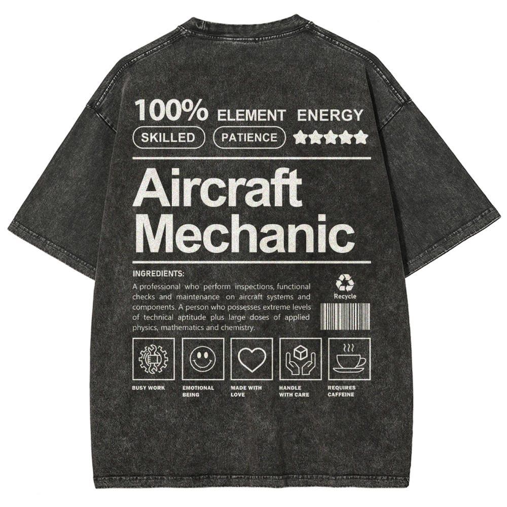Aircraft Mechanic Unisex Fit Washed T-Shirt-moweekender