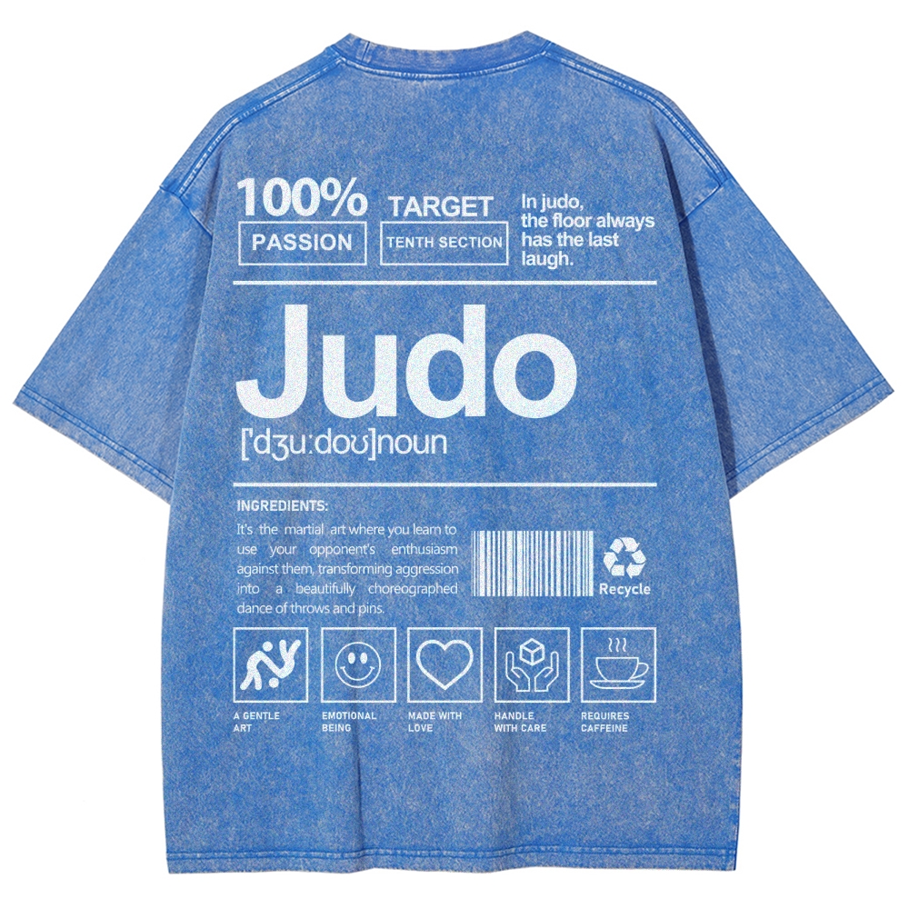 Judo Pattern Washed Vintage Short Sleeves T-Shirt-moweekender