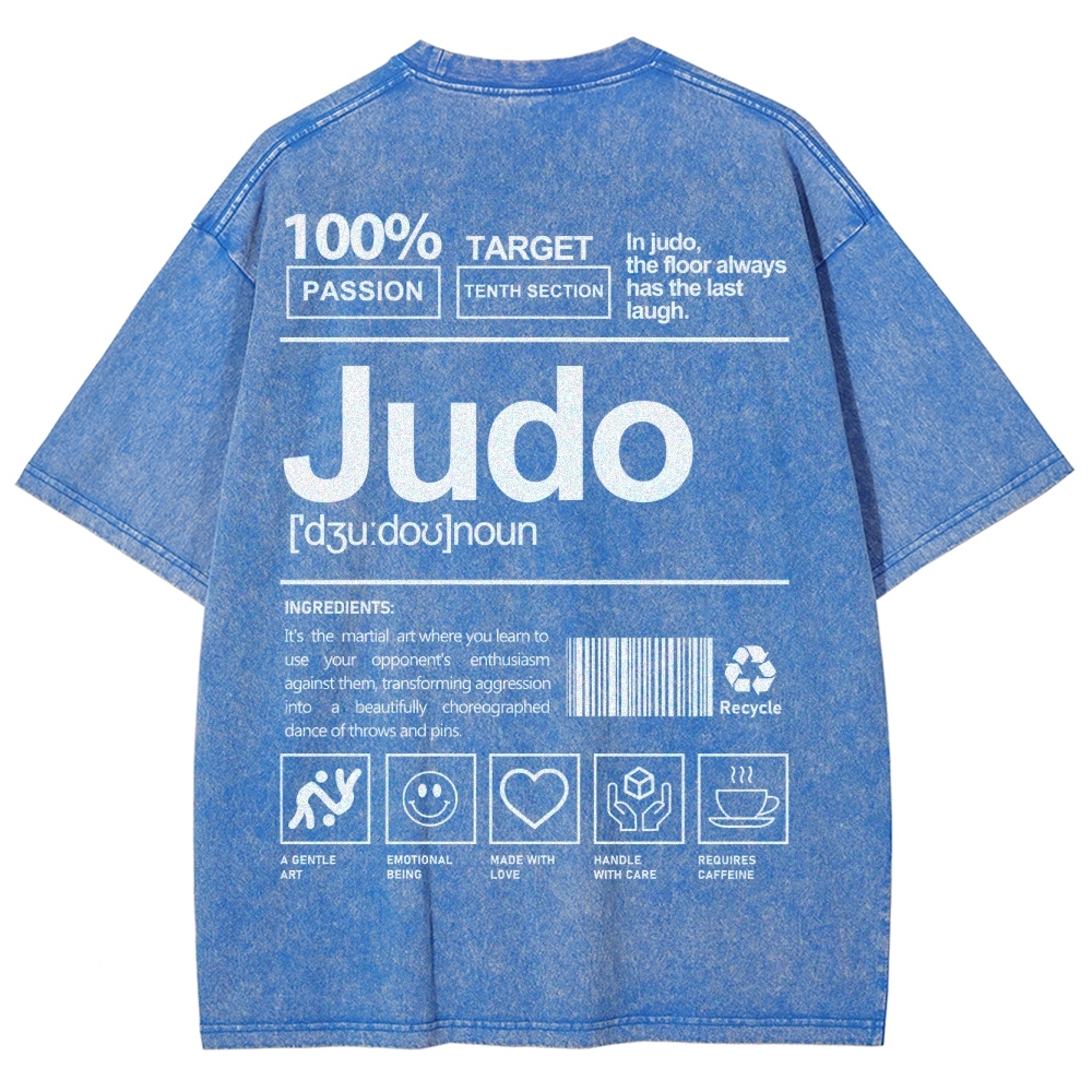 Judo Pattern Washed Vintage Short Sleeves T-Shirt-moweekender