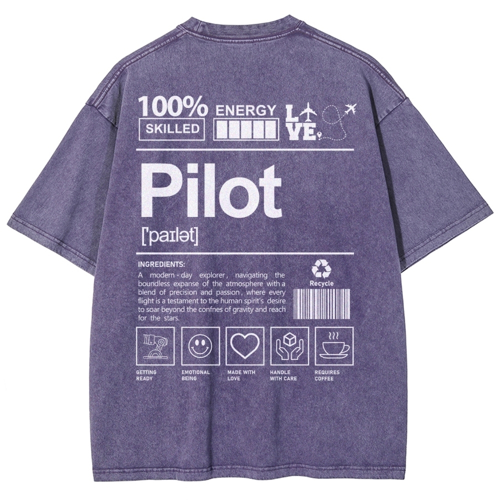 Pilot Unisex Fit Washed T-Shirt-moweekender