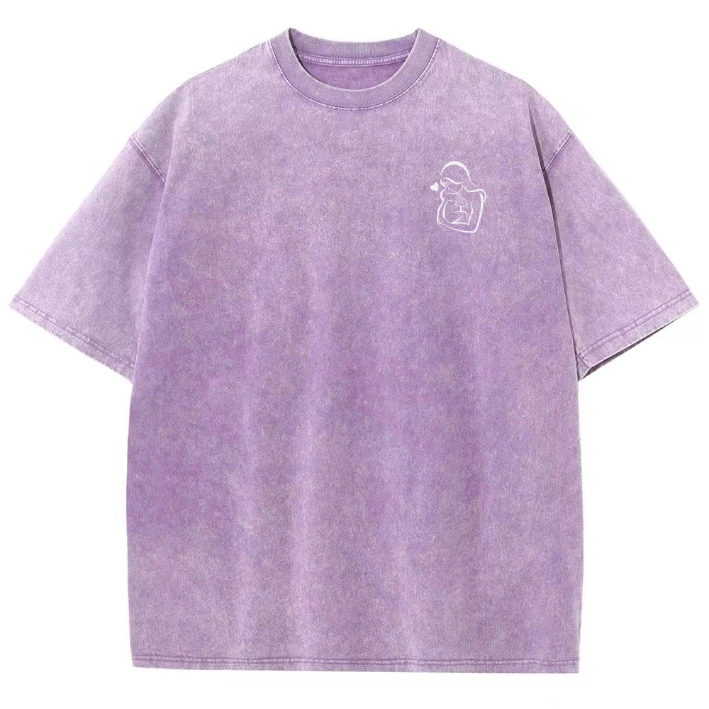 Mom Pattern Washed Vintage Short Sleeves T-Shirt-moweekender