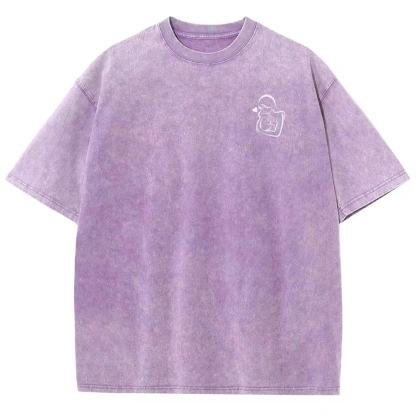 Mom Pattern Washed Vintage Short Sleeves T-Shirt-moweekender