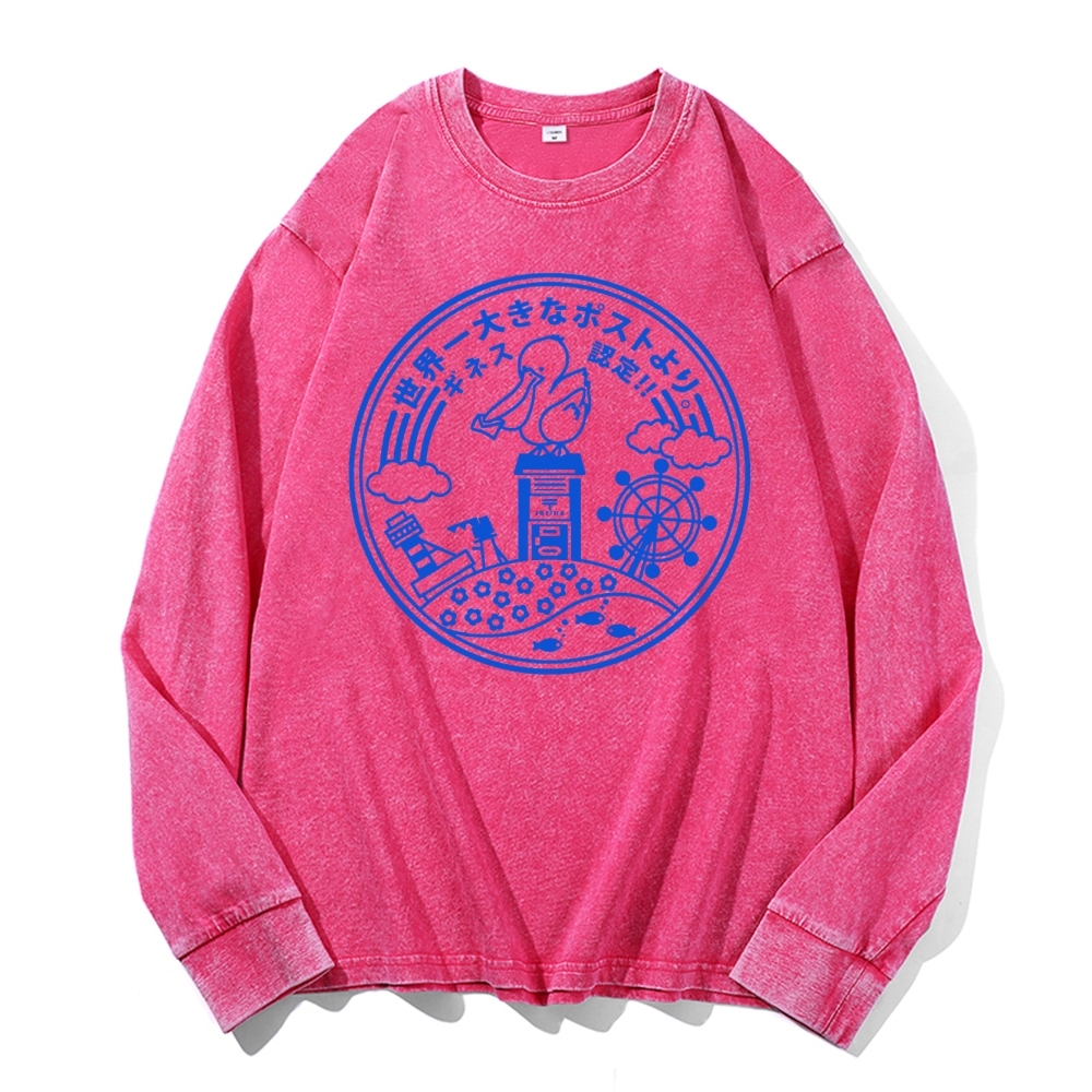 Japan Paradise Sign Deep Washed Vintage Long Sleeves T-Shirt-moweekender