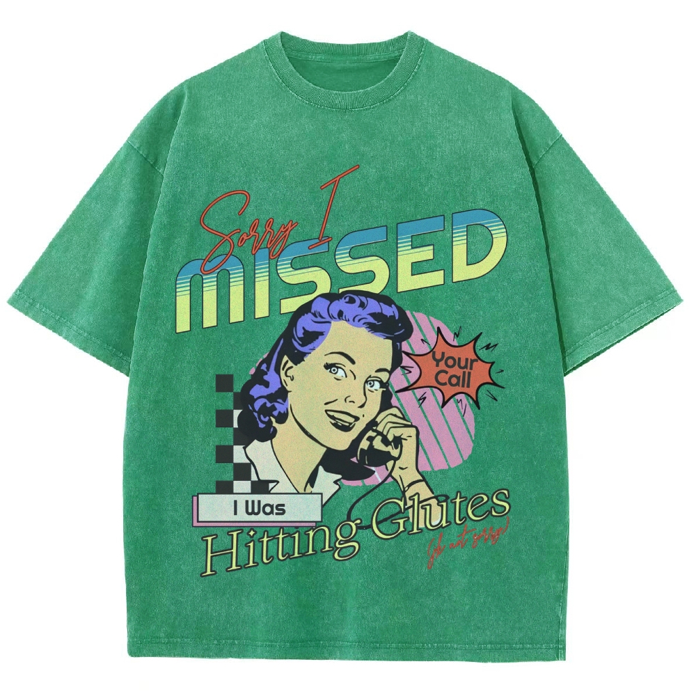 Sorry I Missed I Was Hitting Glutes Vintage Snowflake Washed T-Shirt-moweekender
