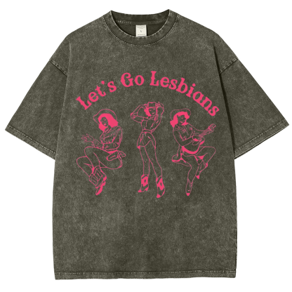 Lets Go Lesbians Washed Oversized T-Shirt-moweekender