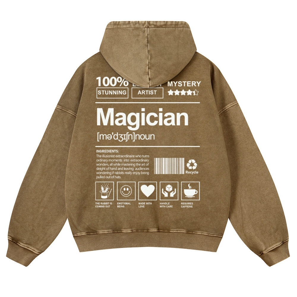 Magician Printed Vintage Washed Hoodie-moweekender