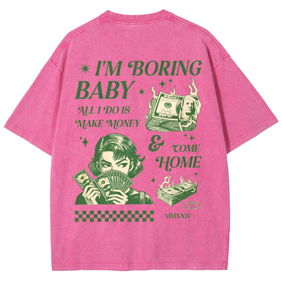 I'm Boring Baby Unisex Fit Washed Oversized T-Shirt-moweekender