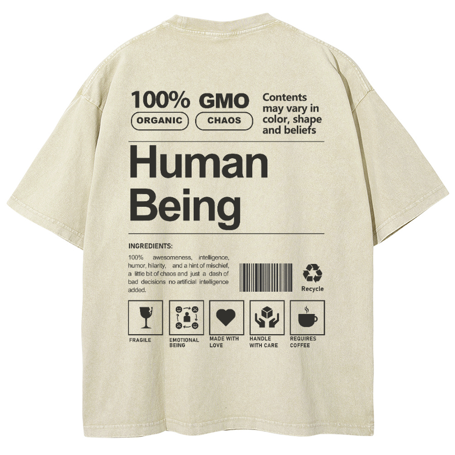 Human Being Unisex Fit Washed Oversized T-Shirt-moweekender