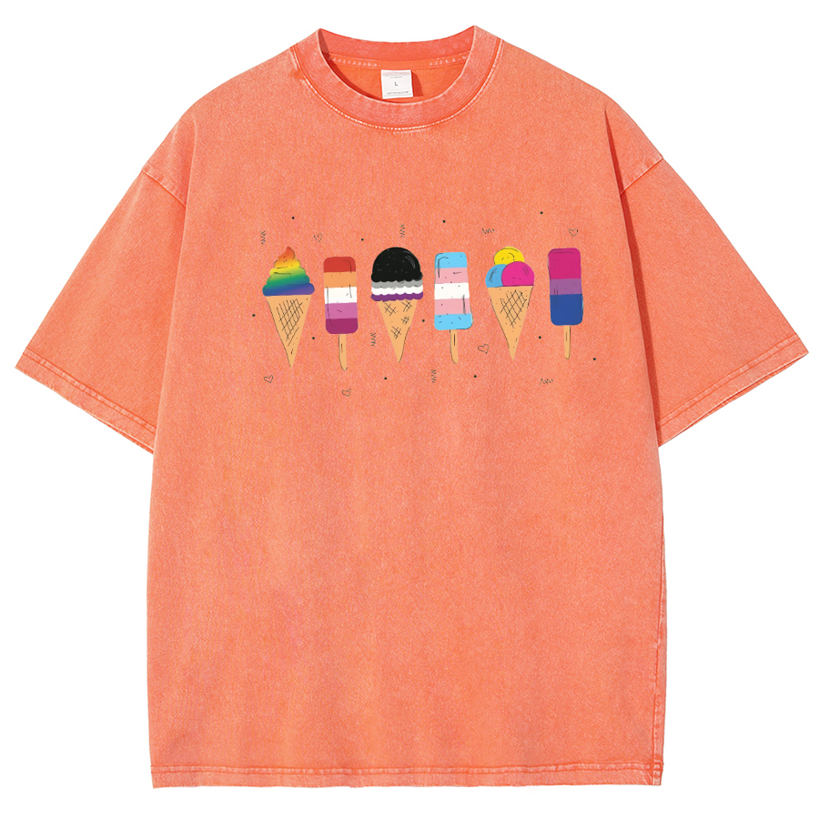 Pride Ice Cream Unisex Fit Washed Oversized T-Shirt-moweekender
