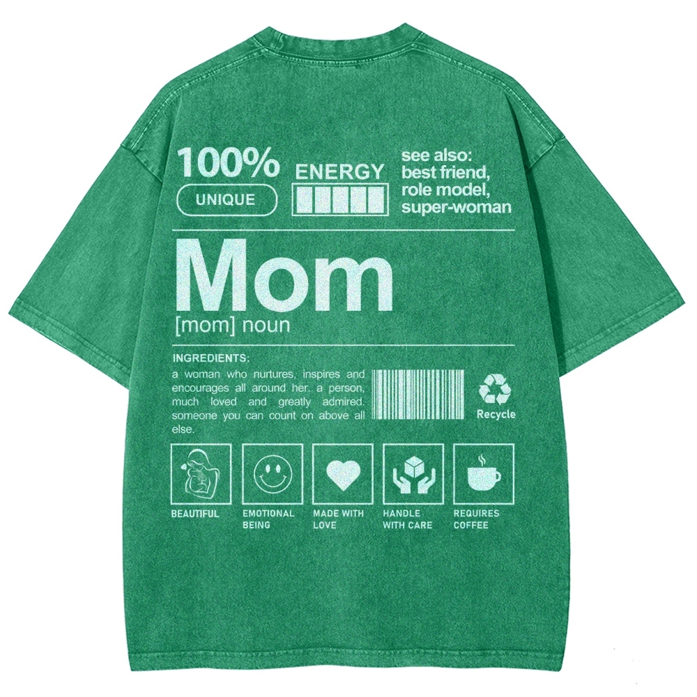 Mom Pattern Washed Vintage Short Sleeves T-Shirt-moweekender