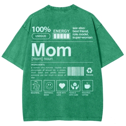 Mom Pattern Washed Vintage Short Sleeves T-Shirt-moweekender