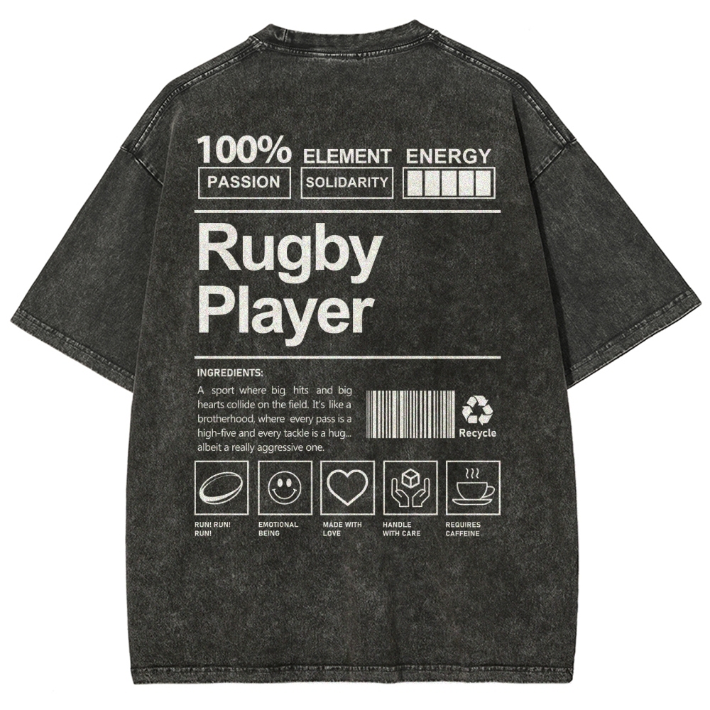 Rugby Player Unisex Fit Washed T-Shirt-moweekender