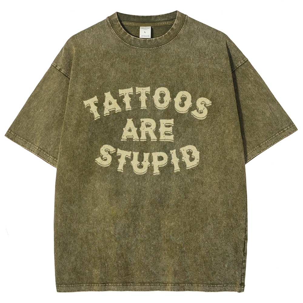 Tattoos are Stupid Vintage Snowflake Washed T-Shirt-moweekender
