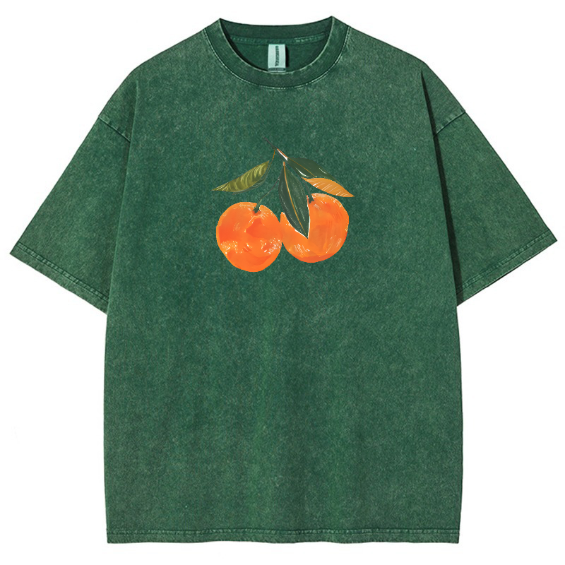 Orange Vintage Snowflake Washed T-Shirt-moweekender