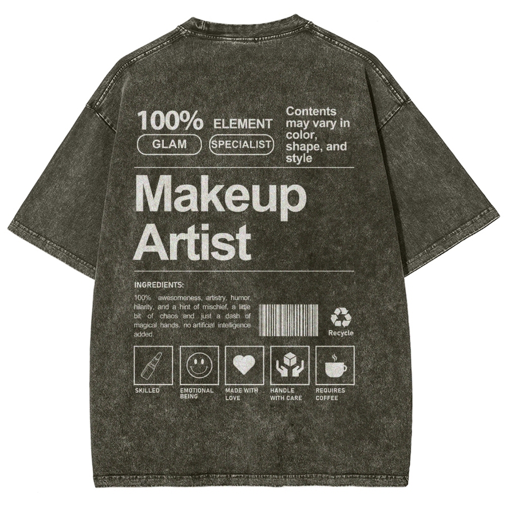 Makeup Artist Vintage Snowflake Washed T-Shirt-moweekender