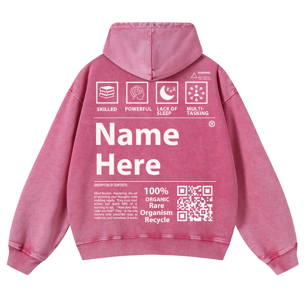 QR Code Customized Unisex Fit Washed Hoodie