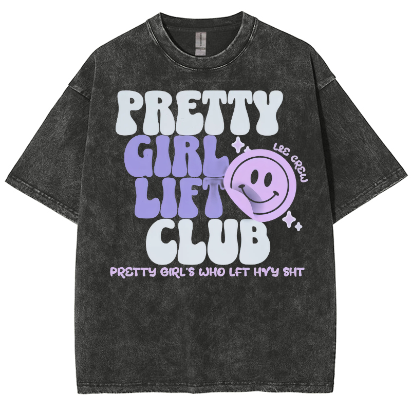 Pretty Girl Lift Club Unisex Fit Washed Oversized T-Shirt-moweekender