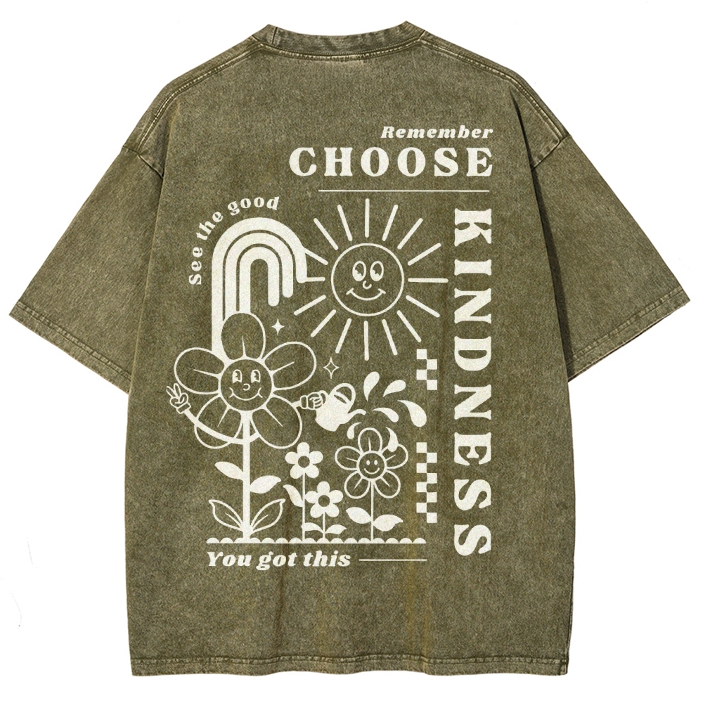 Kindness Vintage Snowflake Washed T-Shirt-moweekender