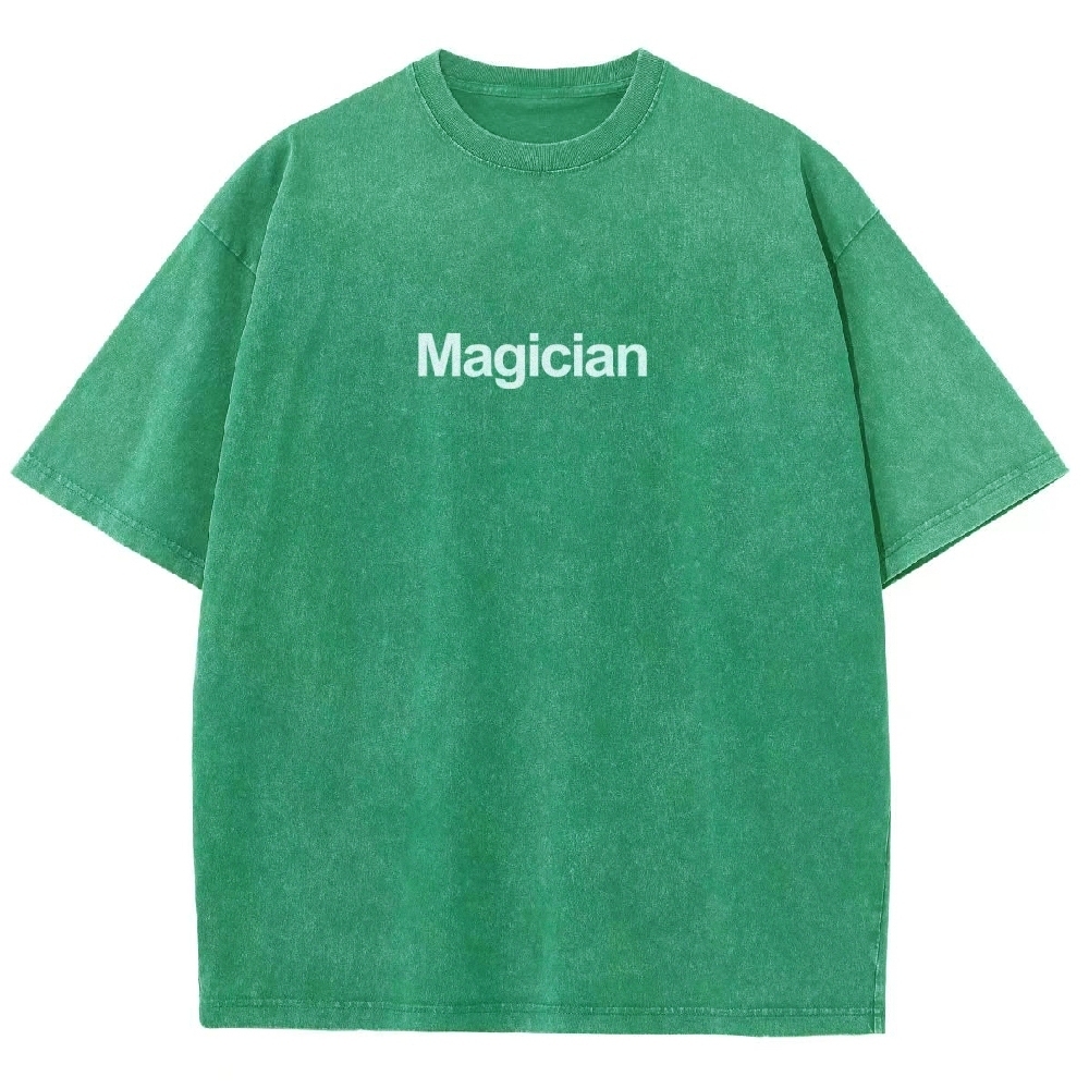 Magician Pattern Washed Vintage Short Sleeves T-Shirt-moweekender