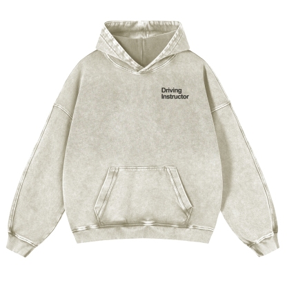 Driving Instructor Printed Vintage Washed Hoodie-moweekender