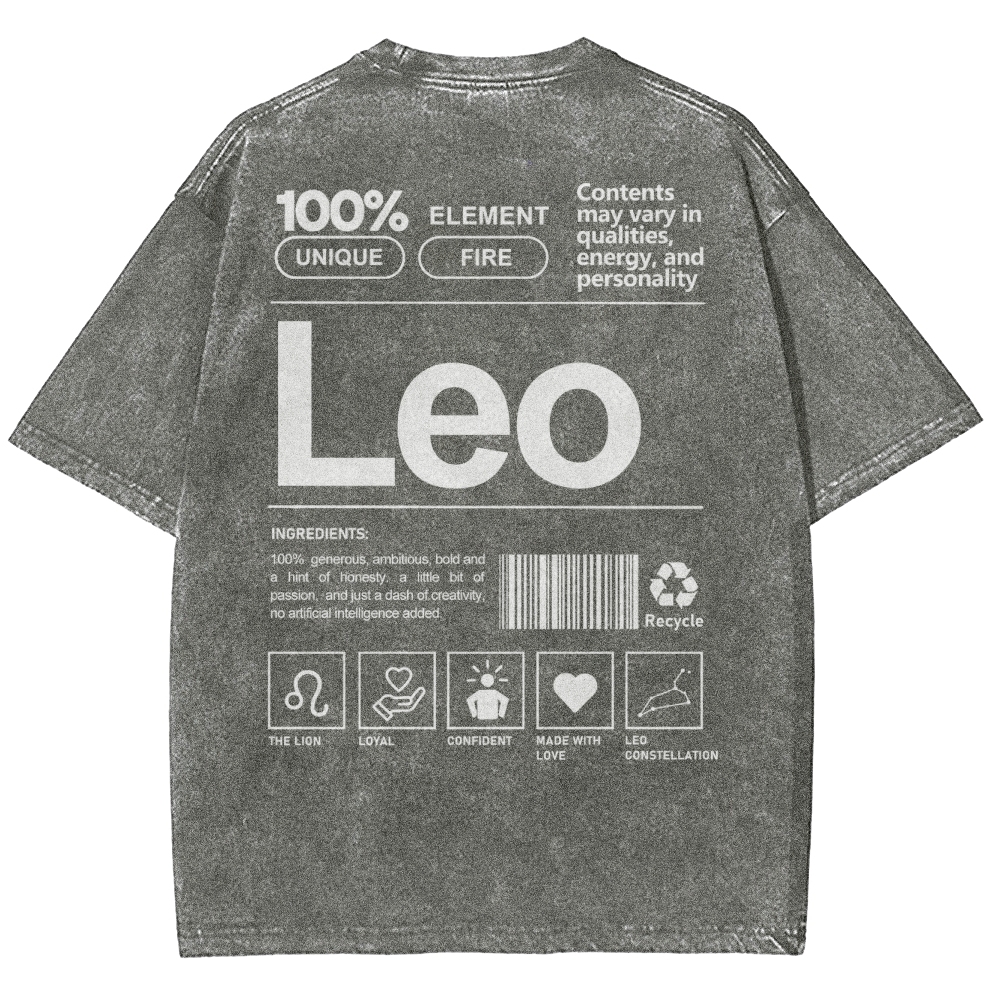 Leo Unisex Fit Washed T-Shirt