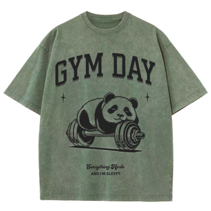 Gym Day Everything Hurts & I'm Sleepy Unisex Fit Washed Oversized T-Shirt-moweekender