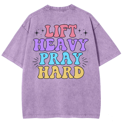 Lift Heavy Party Hard Unisex Fit Washed Oversized T-Shirt-moweekender