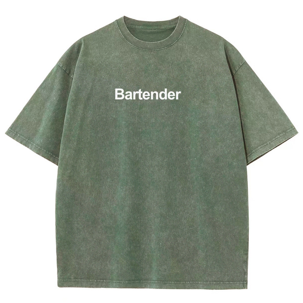 Bartender Printed Washed Vintage Short Sleeves T-Shirt-moweekender