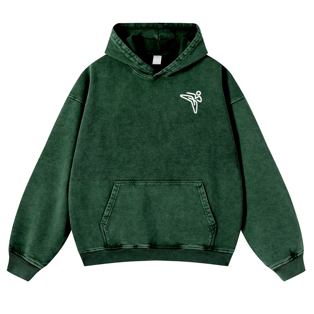 Taekwondo Printed Vintage Washed Hoodie-moweekender