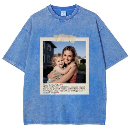 Photo Custom Mother's Day Gift Unisex Fit Washed T-Shirt