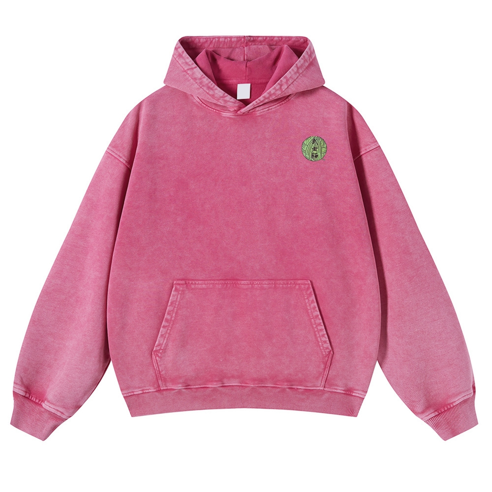 Japan Samurai Cat Vintage Washed Hoodie-moweekender