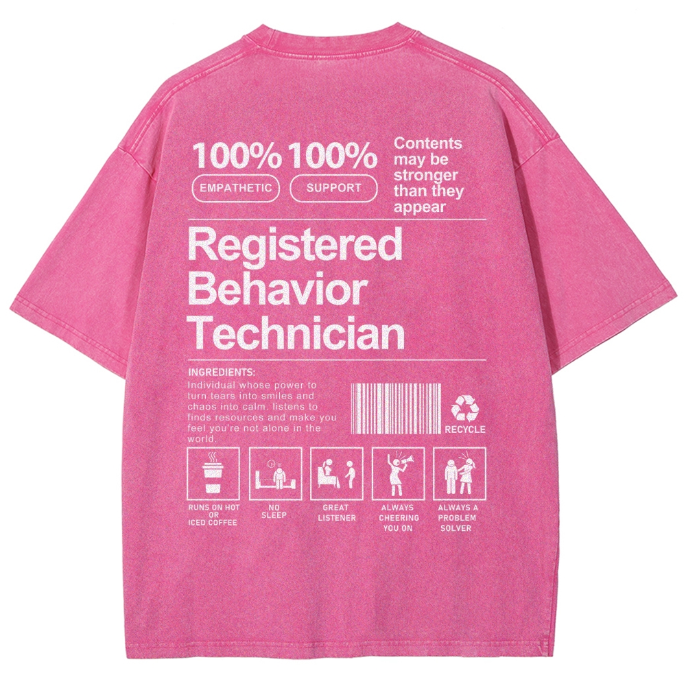 Registered Behavior Technician Unisex Fit Washed T-Shirt-moweekender