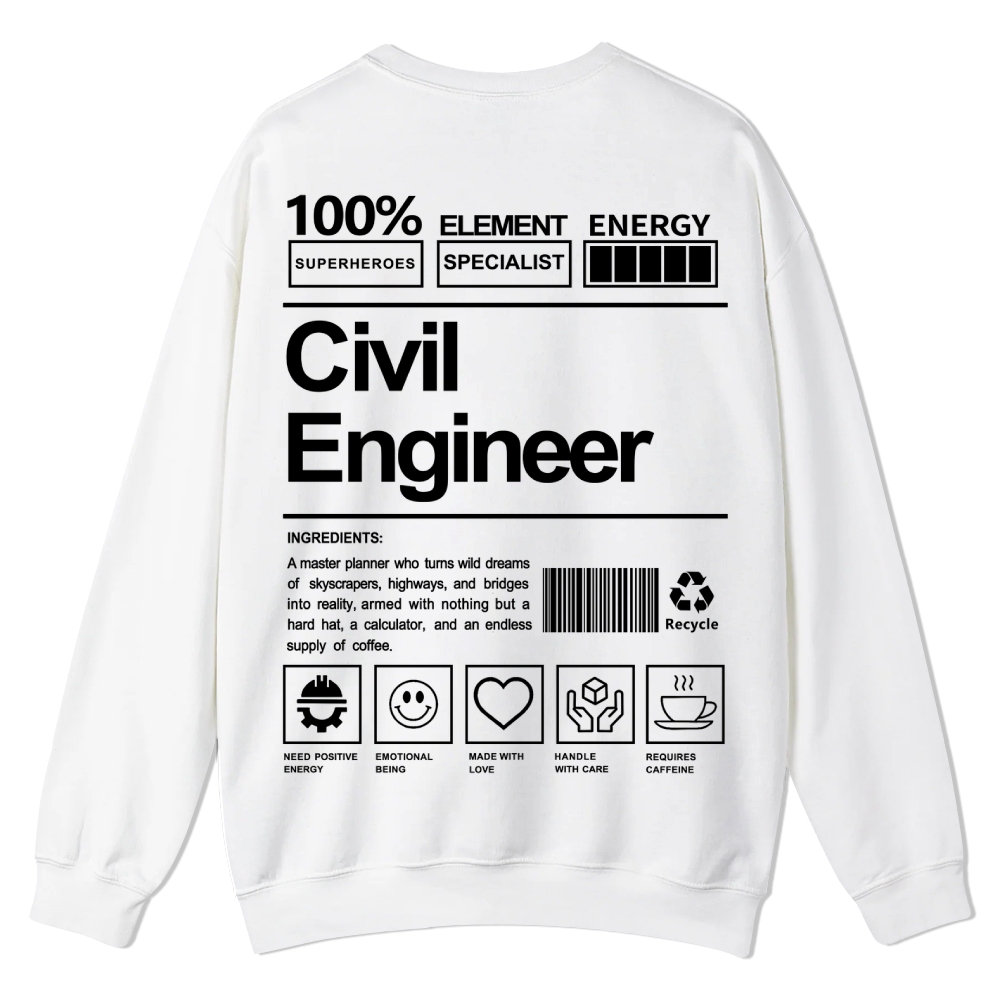 Civil Engineer Pattern Crew Neck Sweatshirt-moweekender