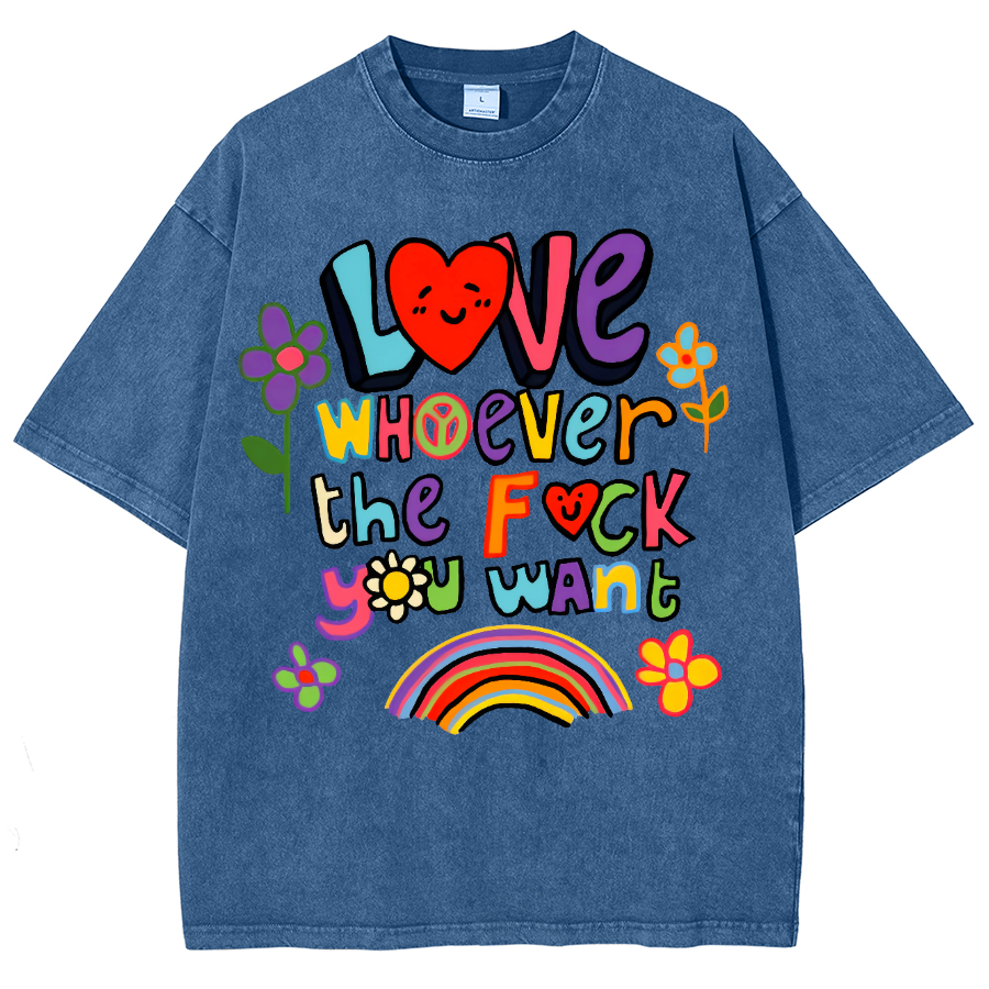 Love Whatever What Unisex Fit Washed Oversized T-Shirt-moweekender
