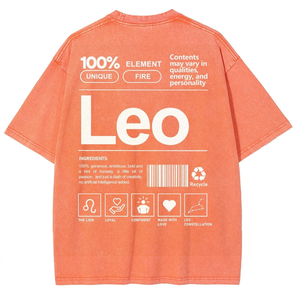 Leo Unisex Fit Washed T-Shirt