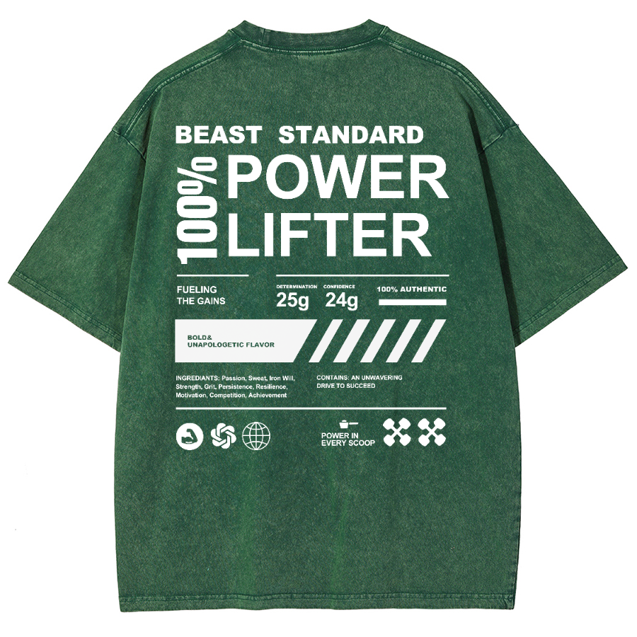 Beast Standard Power Lifter Unisex Fit Washed Oversized T-Shirt-moweekender