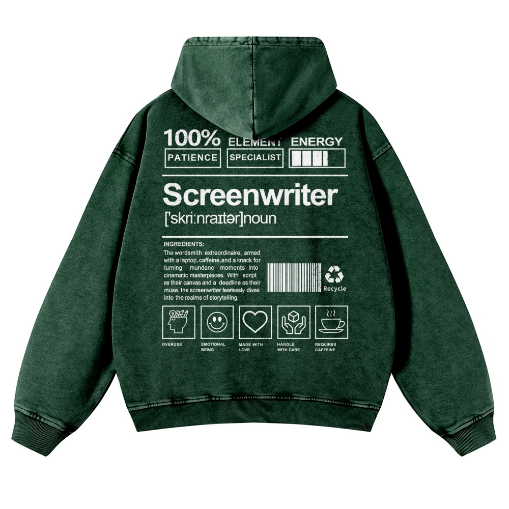 Screenwriter Printed Vintage Washed Hoodie-moweekender