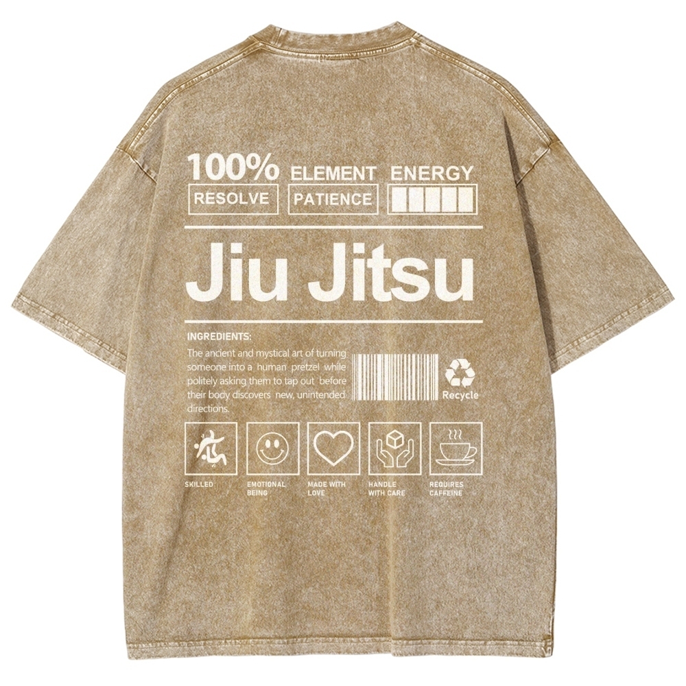 Jiu Jitsu Pattern Washed Vintage Short Sleeves T-Shirt-moweekender