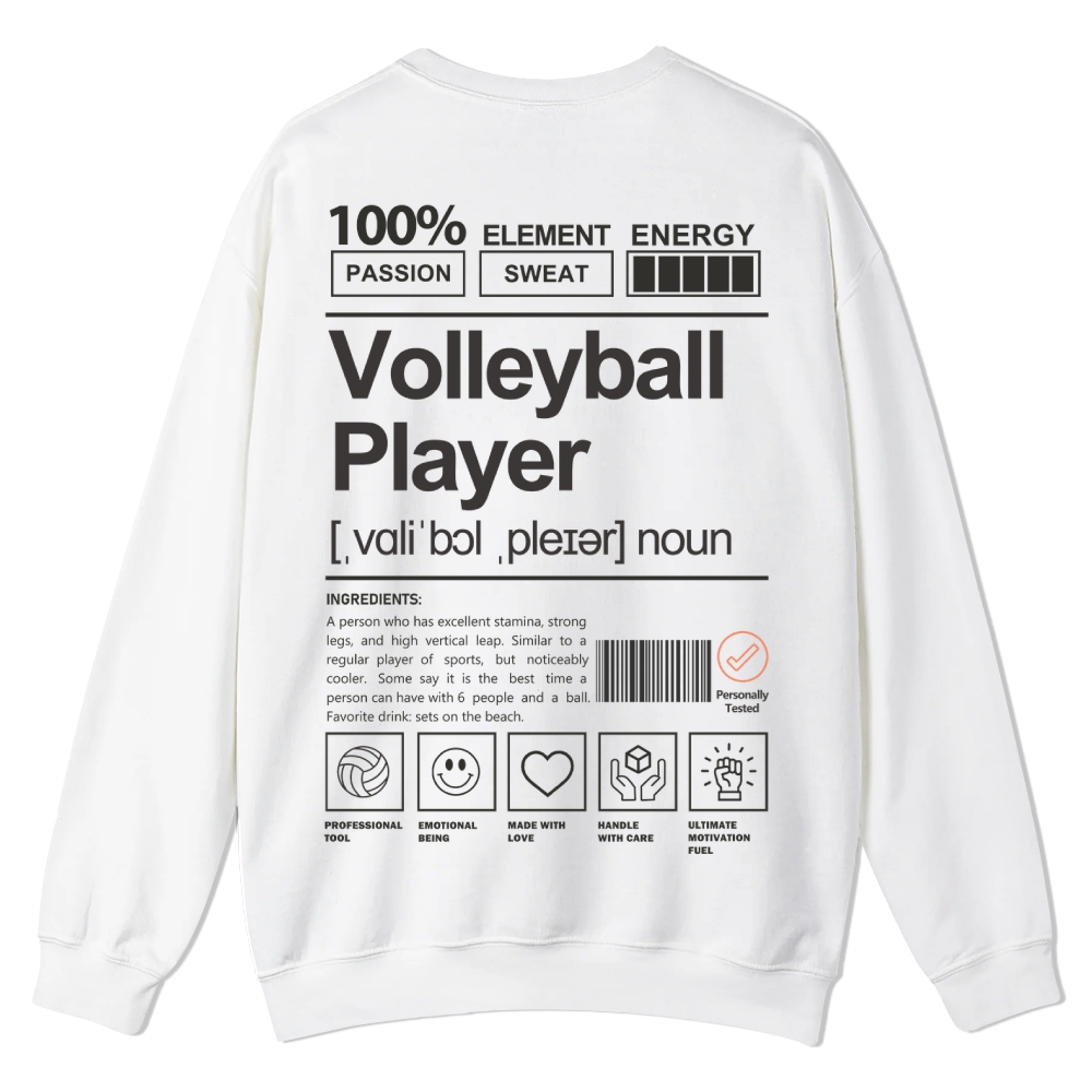 Volleyball Player Printed Crew Neck Sweatshirt-moweekender