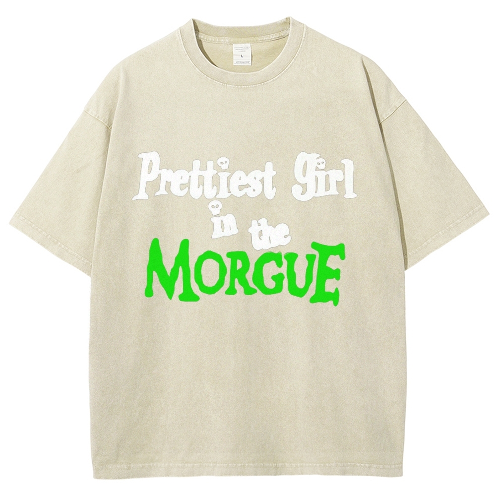 Prettiest Girl in The Morgue Vintage Snowflake Washed T-Shirt-moweekender